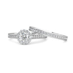 Halo Diamond Cluster Engagement Ring 0.40ct Diamonds in 18K White Gold