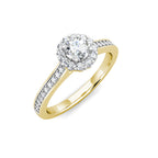 Halo Diamond Cluster Engagement Ring 0.40ct Diamonds in 18K Yellow Gold