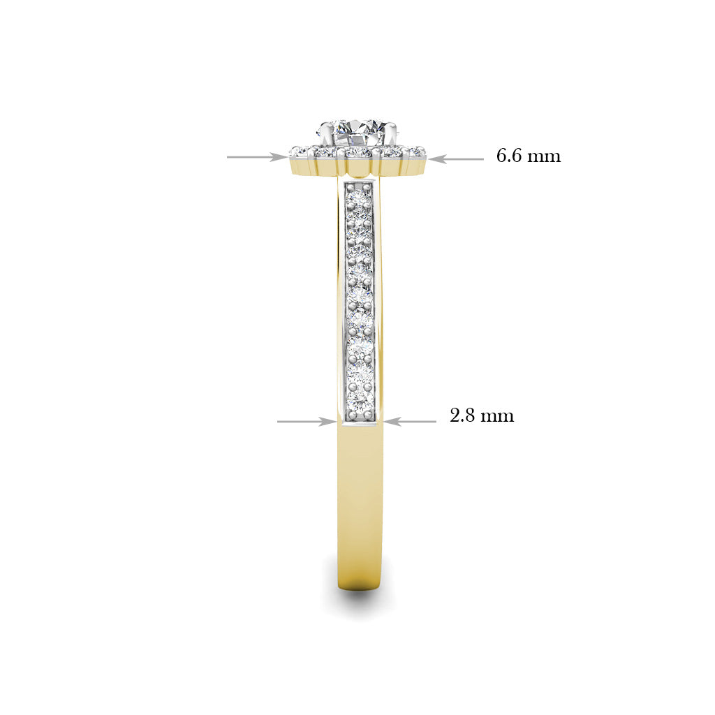 Halo Diamond Cluster Engagement Ring 0.40ct Diamonds in 18K Yellow Gold