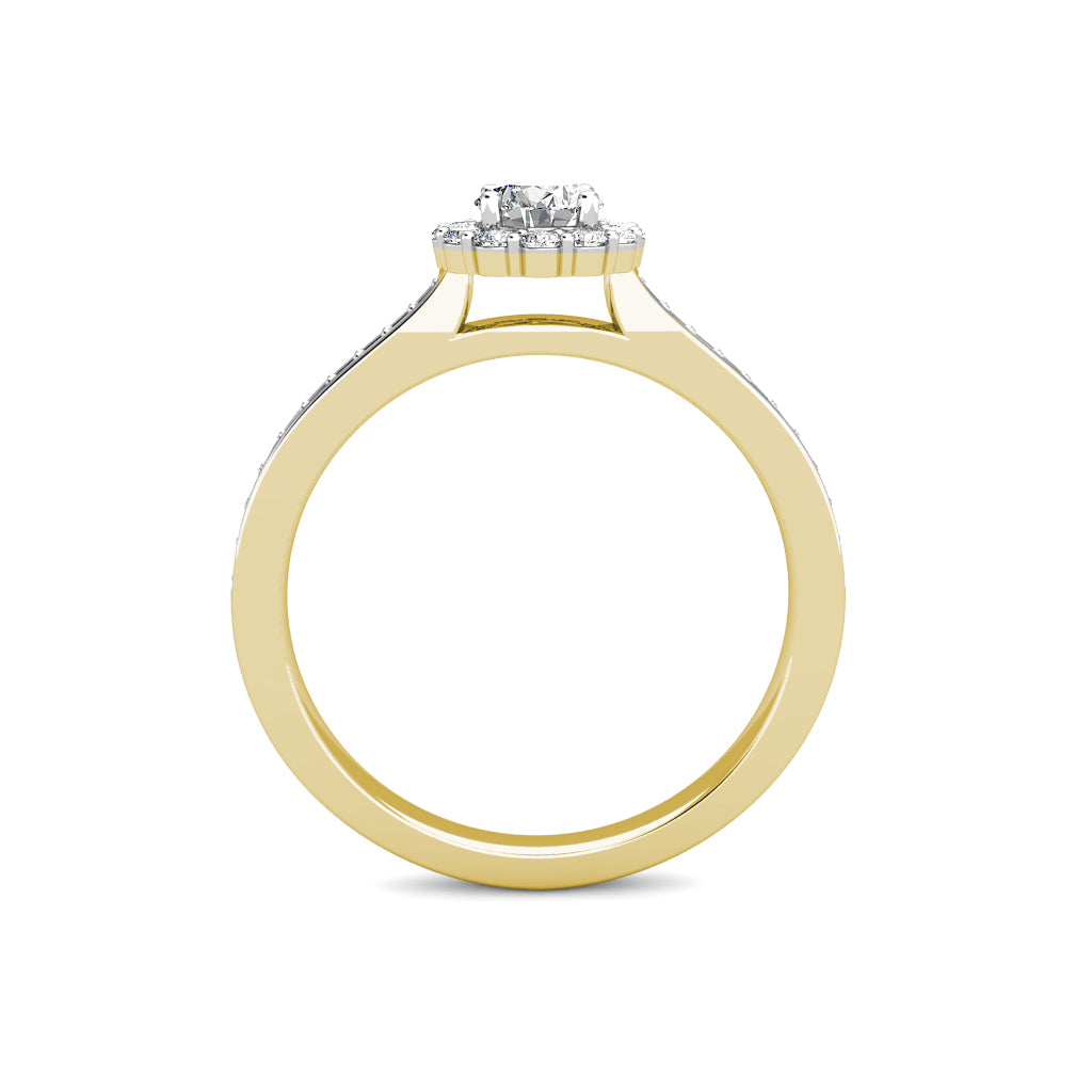Halo Diamond Cluster Engagement Ring 0.40ct Diamonds in 18K Yellow Gold