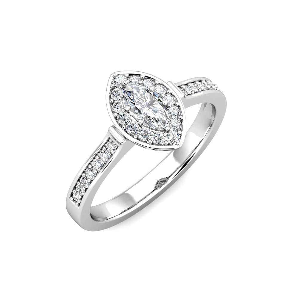 Marquise Diamond Cluster Engagement Ring 0.40ct Diamonds in 18K White Gold