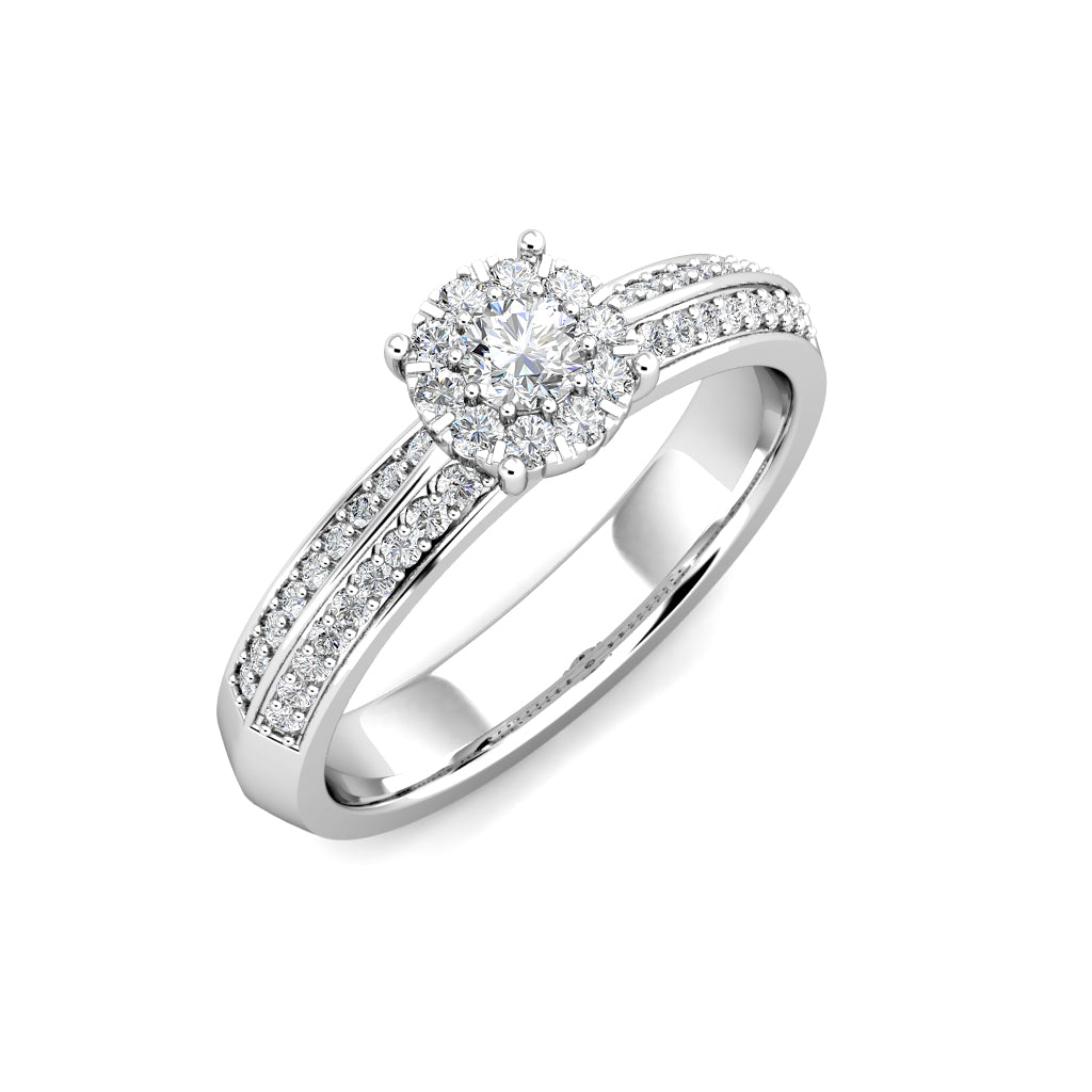 Glamour Diamond Cluster Engagement Ring 0.50ct Diamonds in 18K White Gold