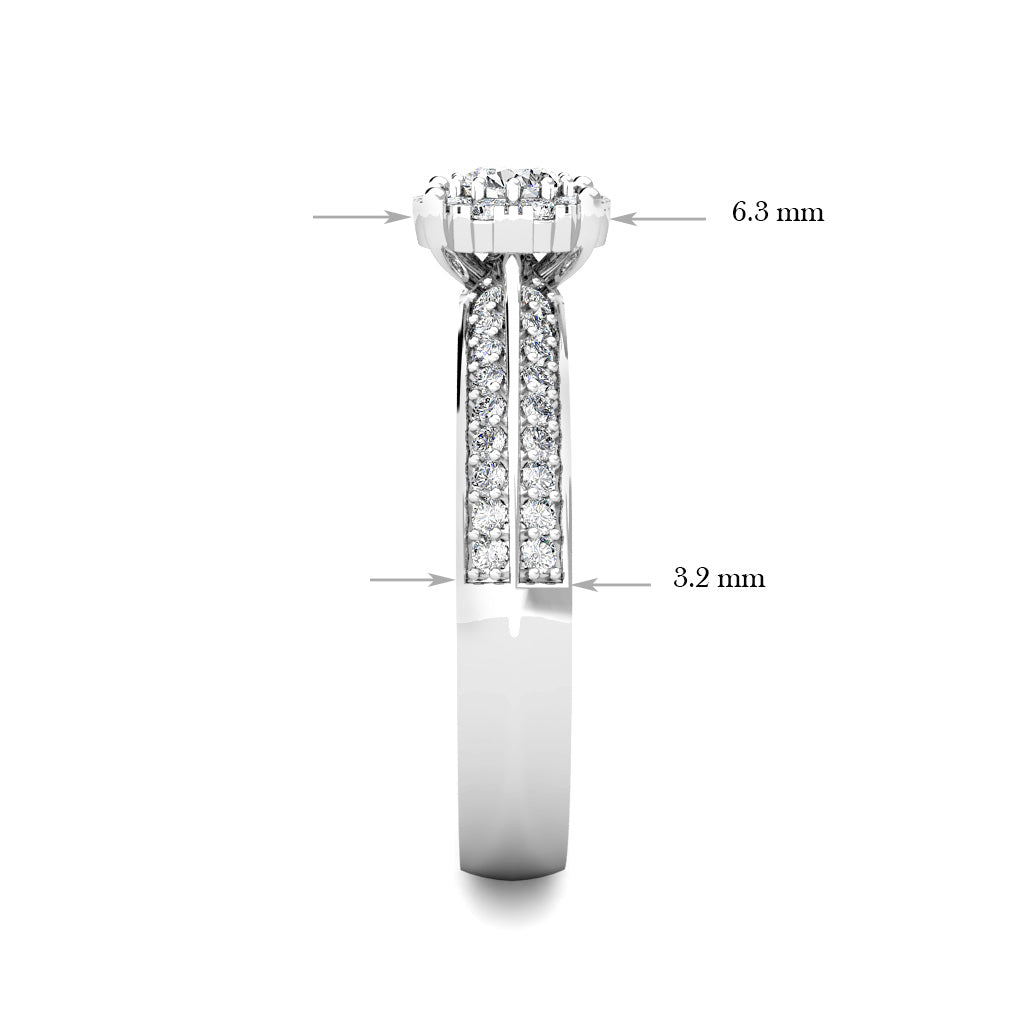 Glamour Diamond Cluster Engagement Ring 0.50ct Diamonds in 18K White Gold