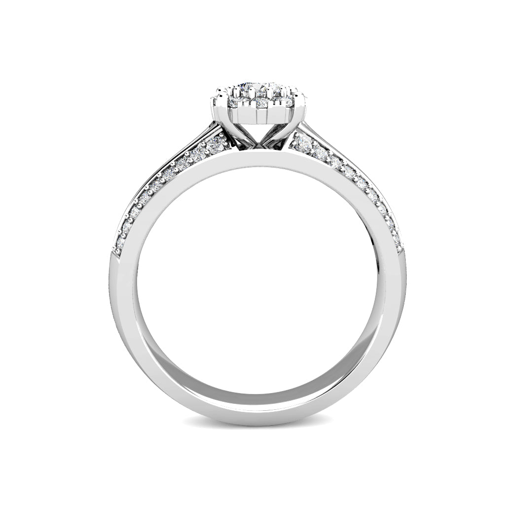 Glamour Diamond Cluster Engagement Ring 0.50ct Diamonds in 18K White Gold