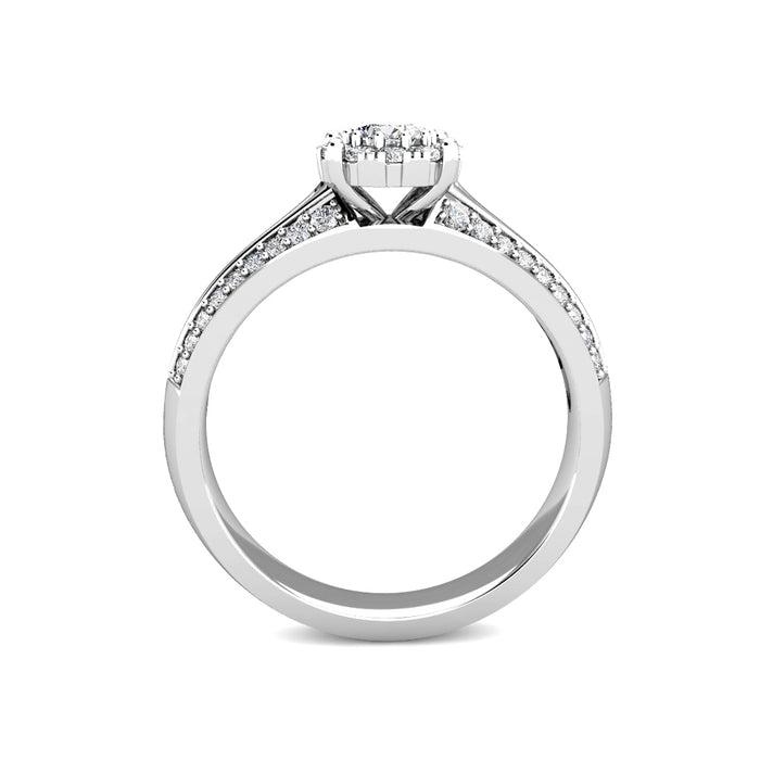 Glamour Diamond Cluster Engagement Ring 0.50ct Diamonds in 18K White Gold
