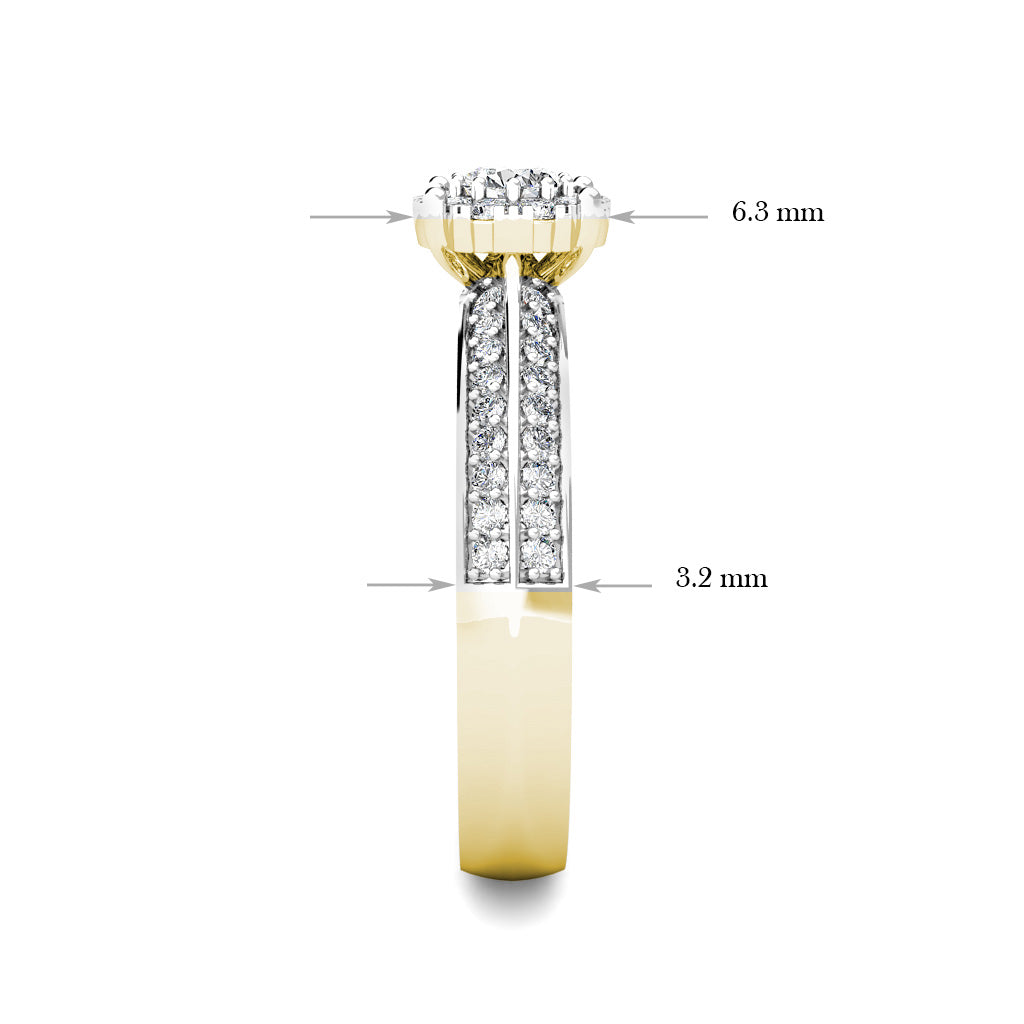 Glamour Diamond Cluster Engagement Ring 0.50ct Diamonds in 18K Yellow Gold 