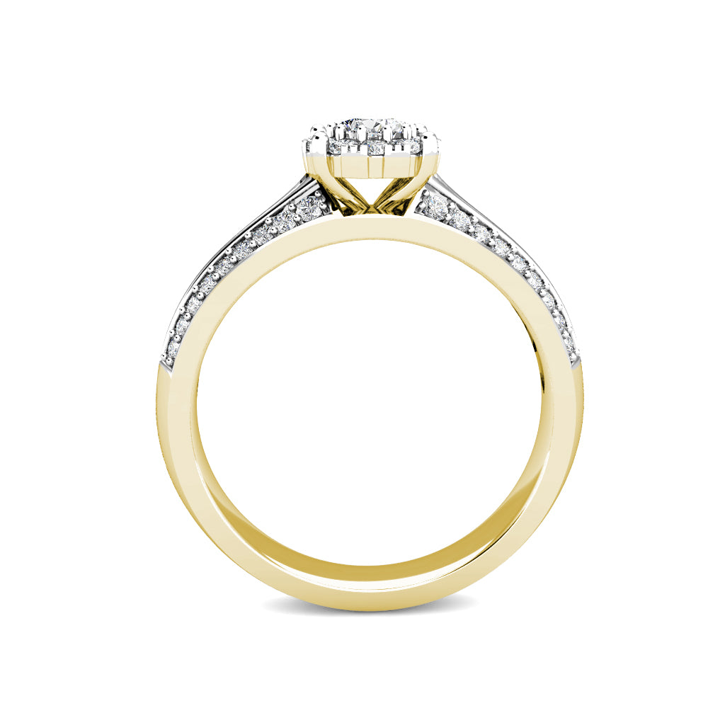 Glamour Diamond Cluster Engagement Ring 0.50ct Diamonds in 18K Yellow Gold 