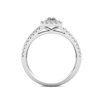 Princess Halo Diamond Cluster Engagement Ring 0.50ct Diamonds in 18K White Gold