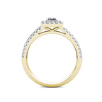 Princess Halo Diamond Cluster Engagement Ring 0.50ct Diamonds in 18K Yellow Gold