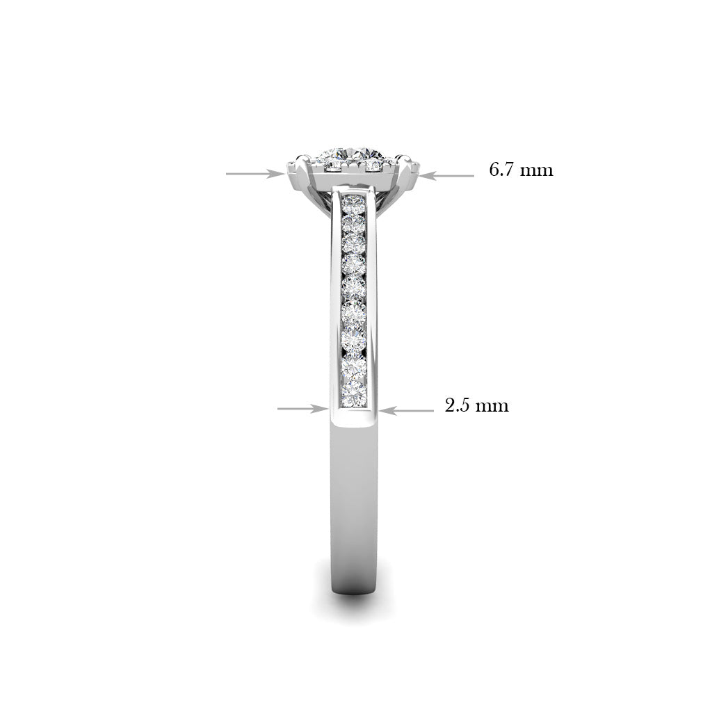 Elegance Diamond Cluster Engagement Ring 0.50ct Diamonds in 18K White Gold