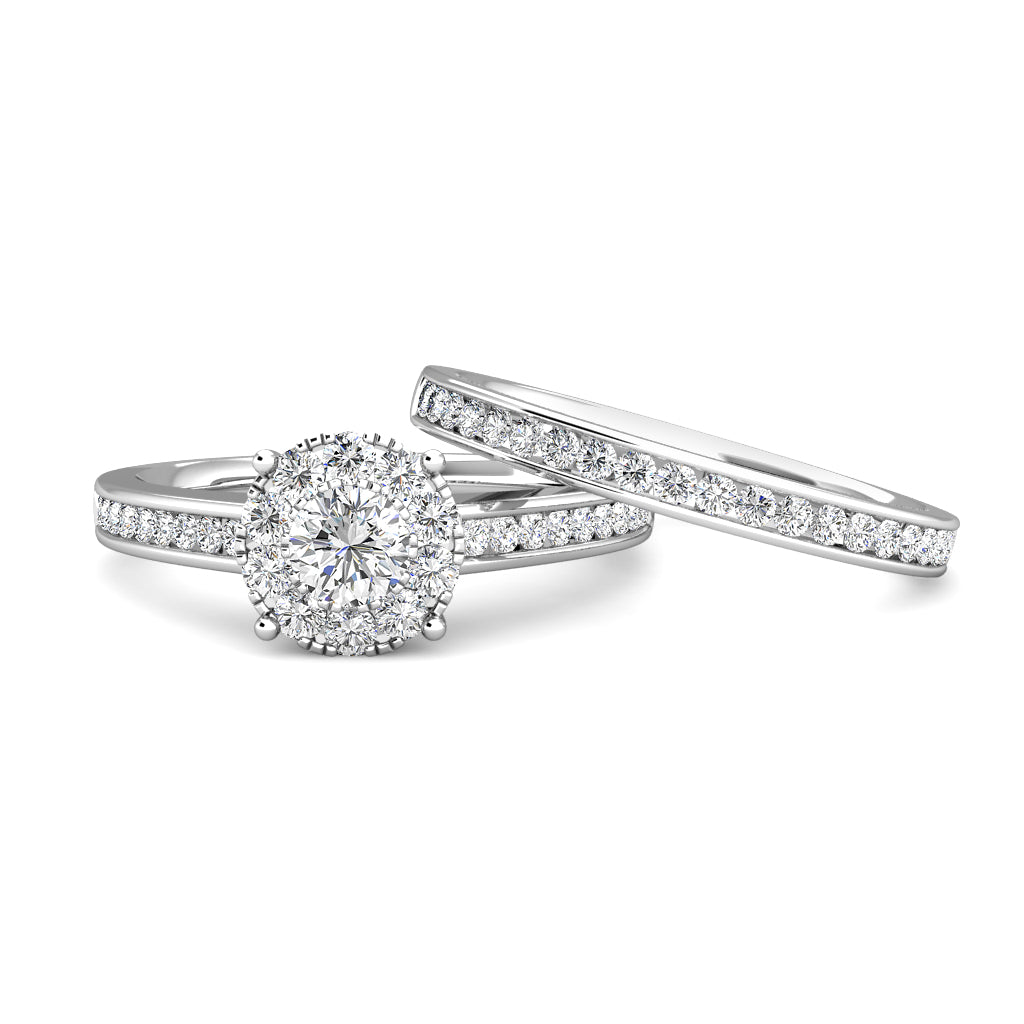Elegance Diamond Cluster Engagement Ring 0.50ct Diamonds in 18K White Gold