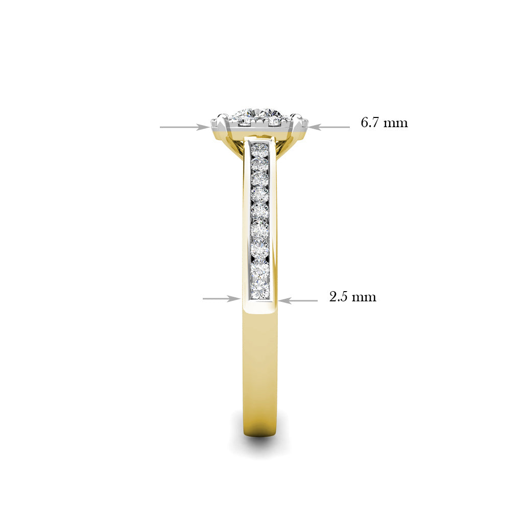 Elegance Diamond Cluster Engagement Ring 0.50ct Diamonds in 18K Yellow Gold