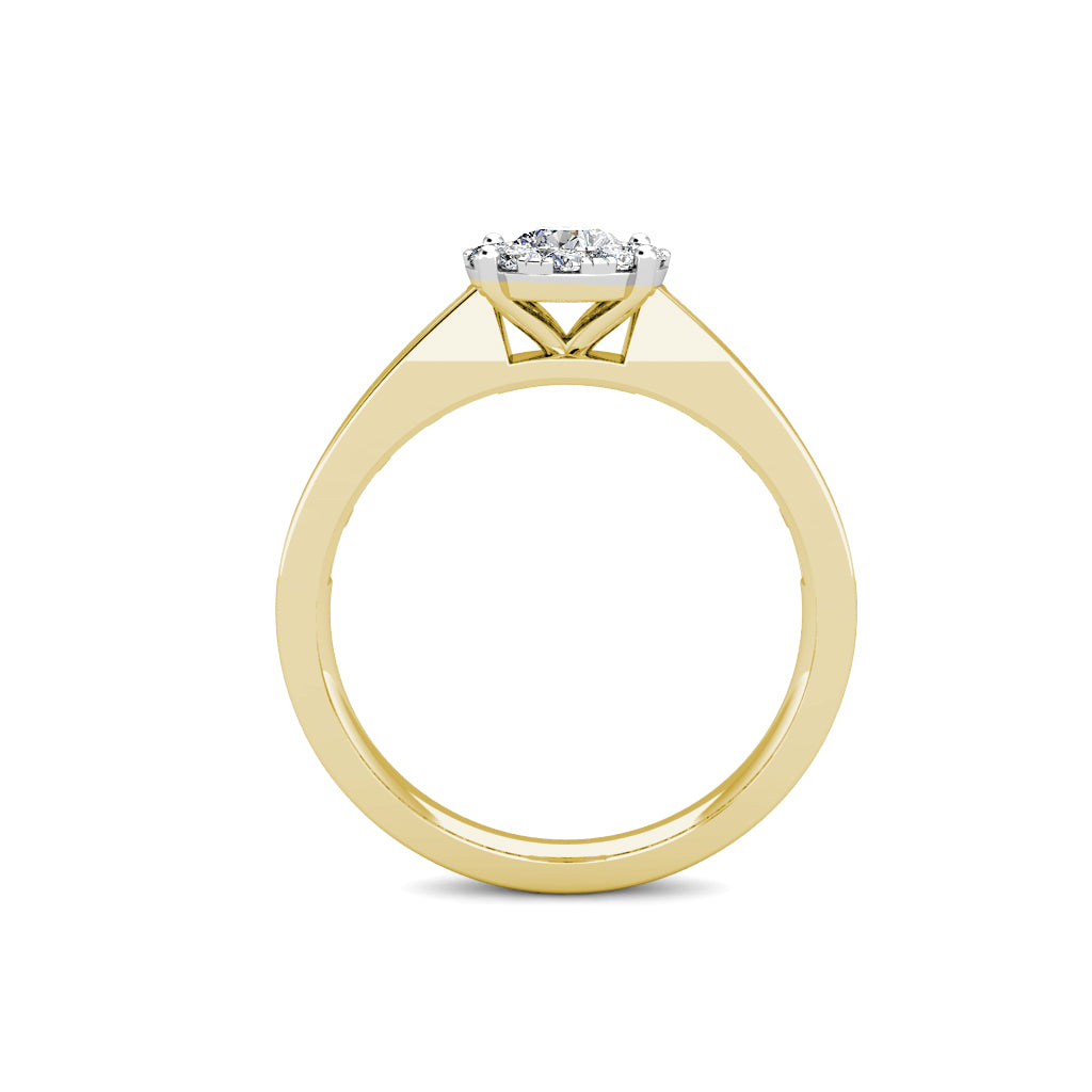 Elegance Diamond Cluster Engagement Ring 0.50ct Diamonds in 18K Yellow Gold