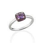 Amethyst and pink sapphire ring in 18K white gold