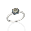 Green Amethyst and London Blue Topaz Ring in 18K White Gold
