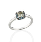 Prasiolite and London blue topaz ring in 18ct white gold