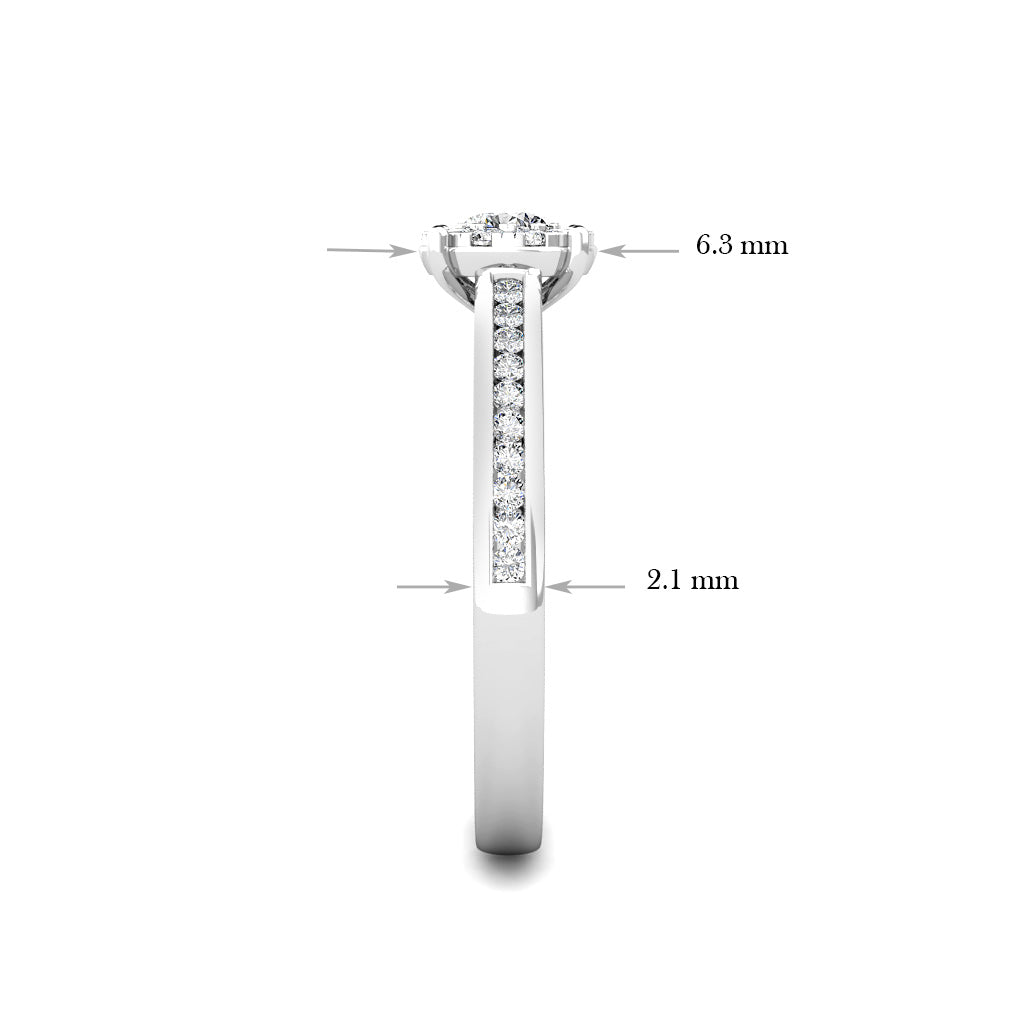 Elegance Cluster Engagement Ring 0.40ct Diamonds in 18K White Gold