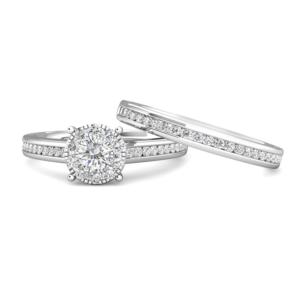 Elegance Cluster Engagement Ring 0.40ct Diamonds in 18K White Gold