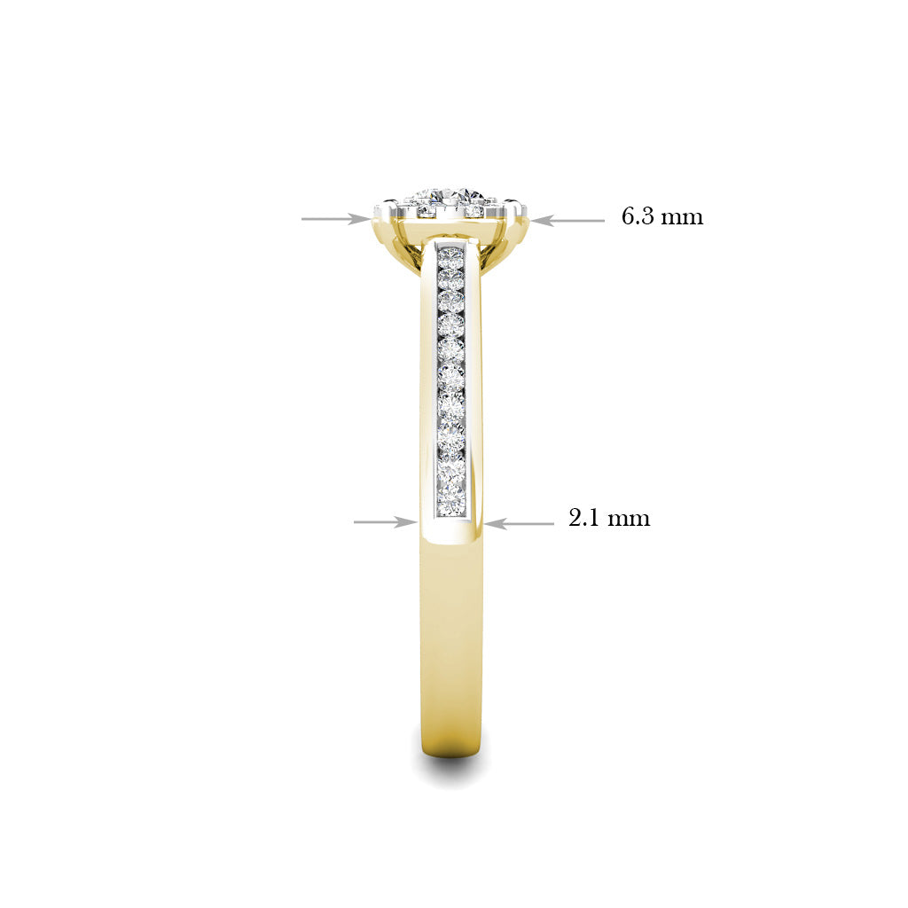 Elegance Cluster Engagement Ring 0.40ct Diamonds in 18K Yellow Gold