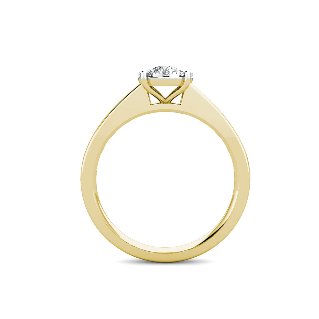 Elegance Cluster Engagement Ring 0.40ct Diamonds in 18K Yellow Gold