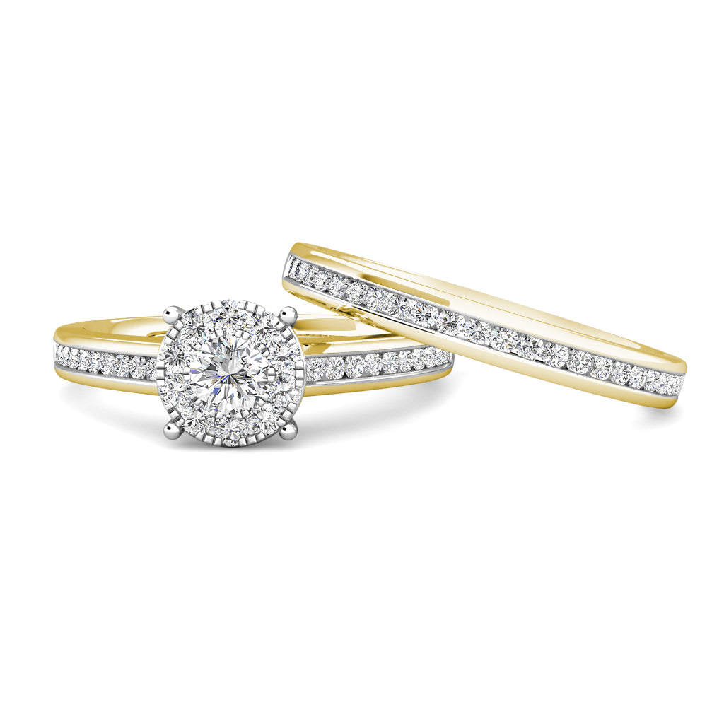 Elegance Cluster Engagement Ring 0.40ct Diamonds in 18K Yellow Gold