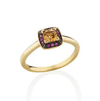 Citrine and Pink Sapphire Ring in 18K Yellow Gold