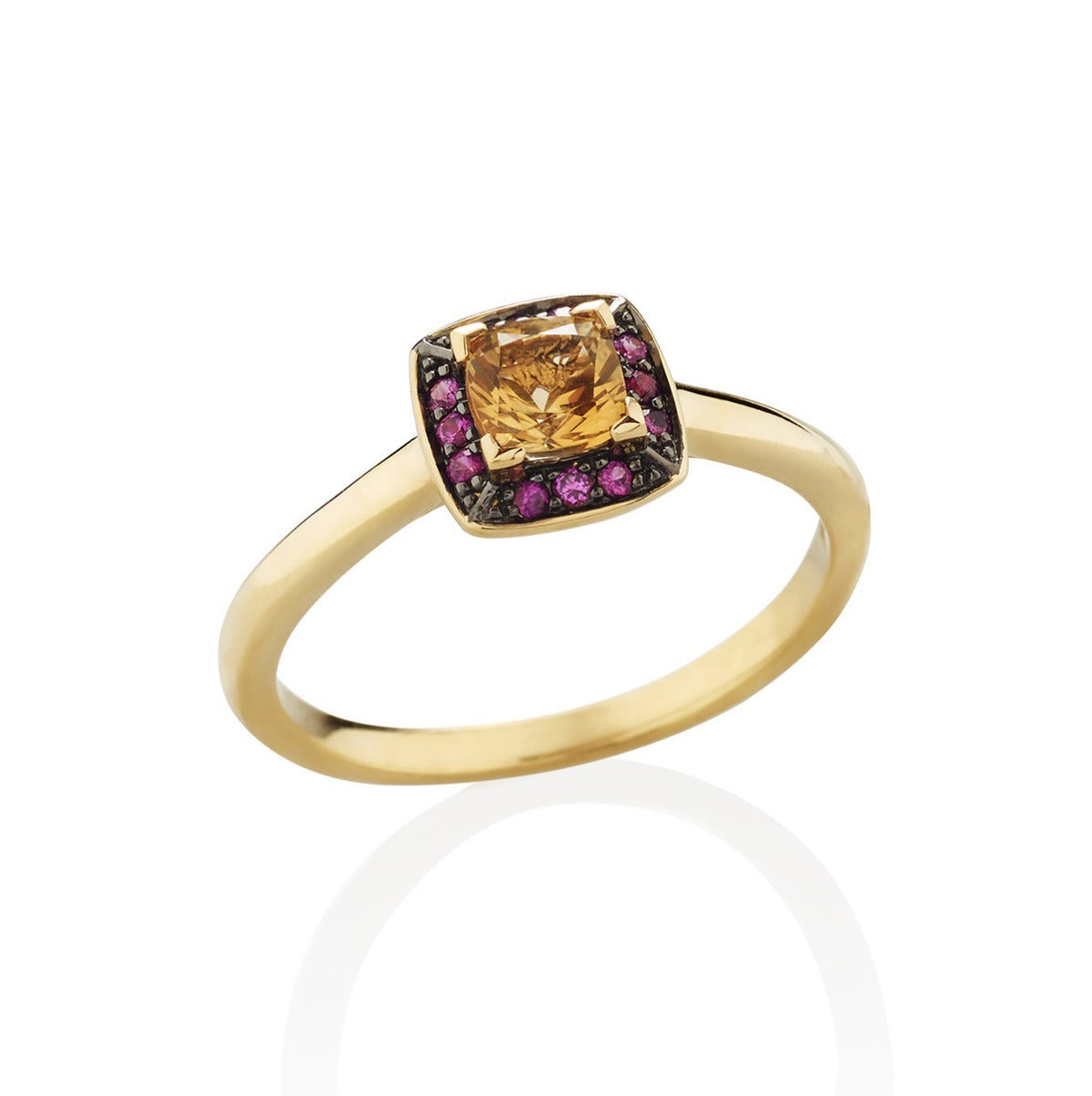 Citrine and Pink Sapphire Ring in 18K Yellow Gold