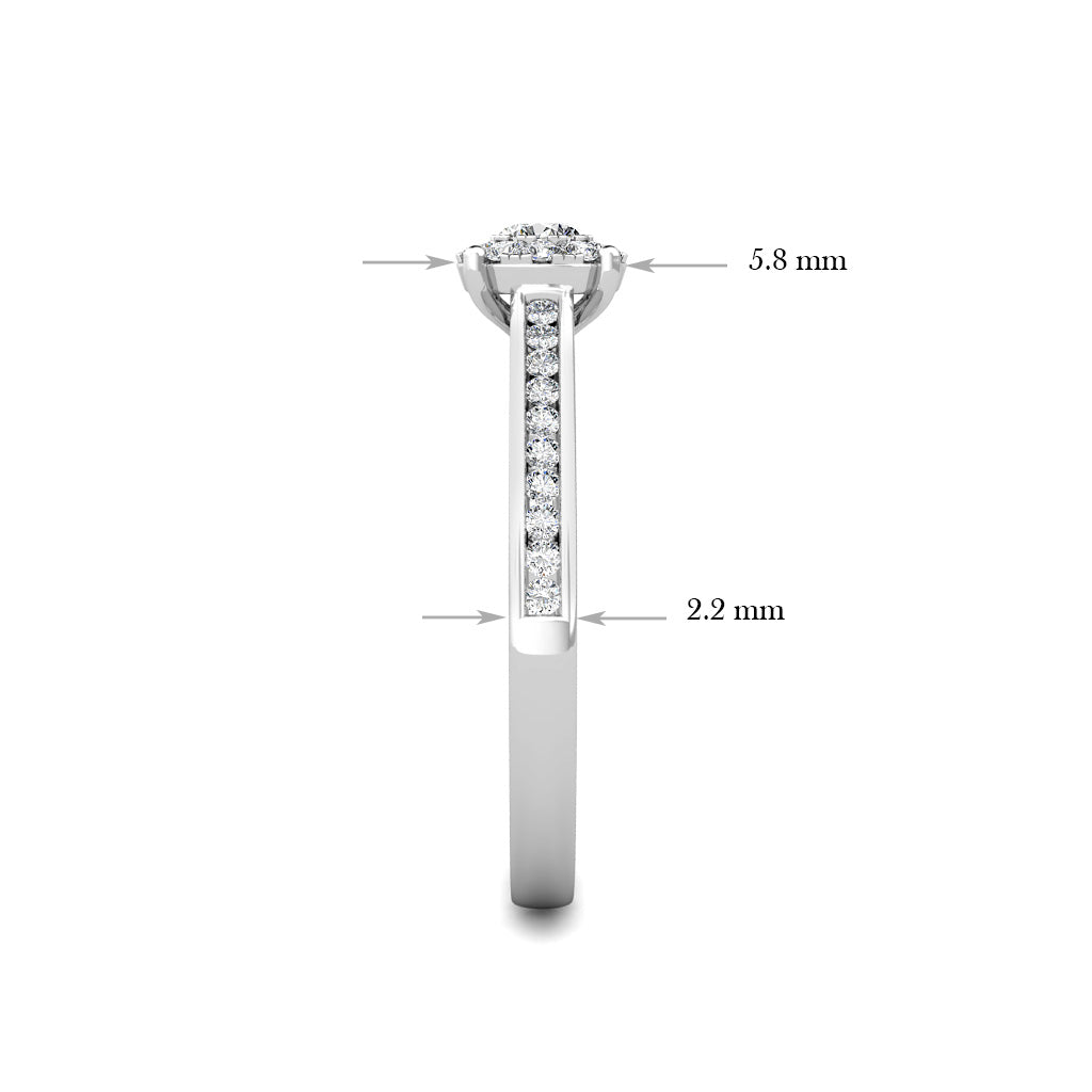 Elegance Diamond Cluster Engagement Ring 0.30ct Diamonds in 18K White Gold