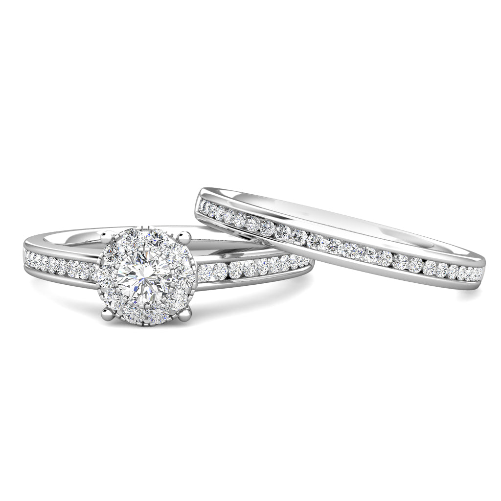 Elegance Diamond Cluster Engagement Ring 0.30ct Diamonds in 18K White Gold