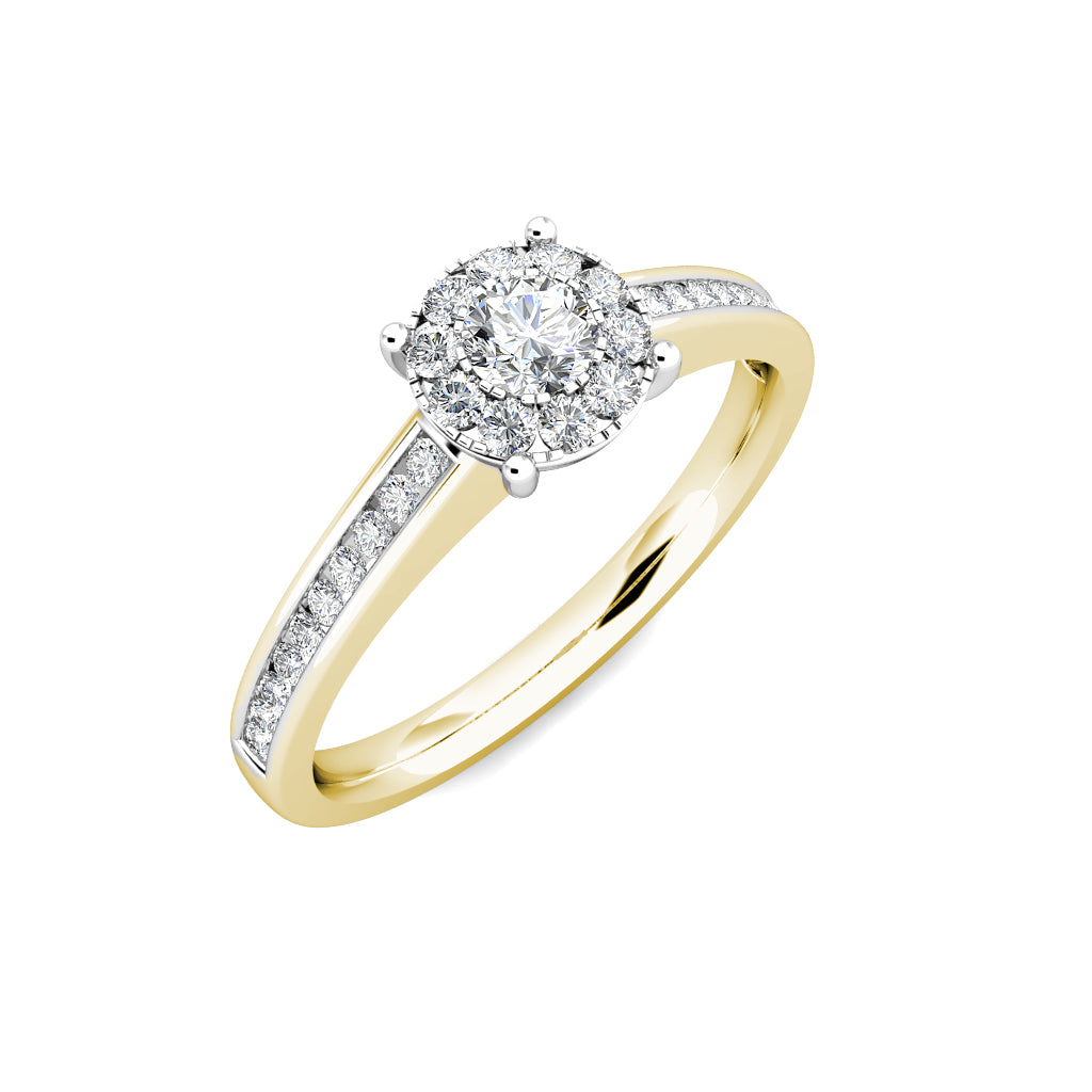 Elegance Diamond Cluster Engagement Ring 0.30ct Diamonds in 18K Yellow Gold