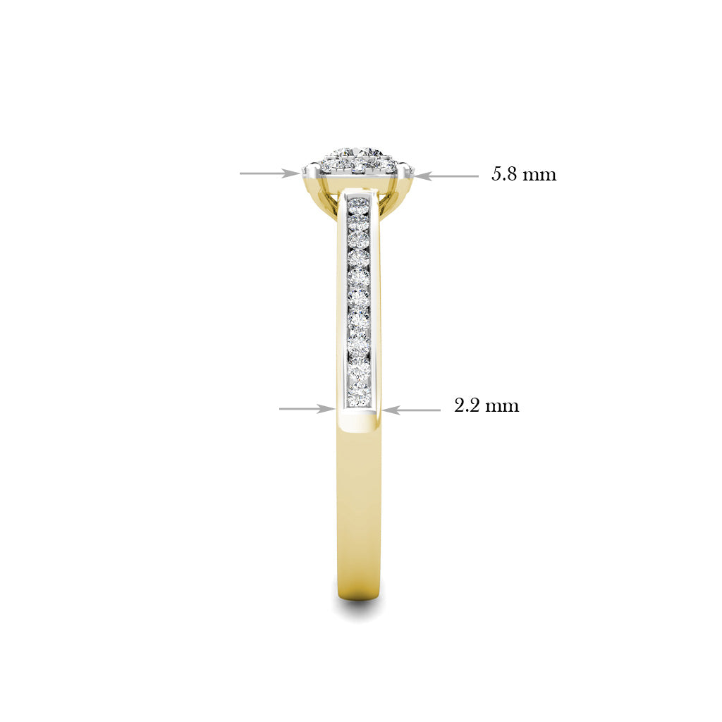 Elegance Diamond Cluster Engagement Ring 0.30ct Diamonds in 18K Yellow Gold