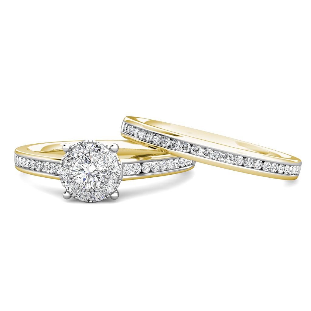 Elegance Diamond Cluster Engagement Ring 0.30ct Diamonds in 18K Yellow Gold
