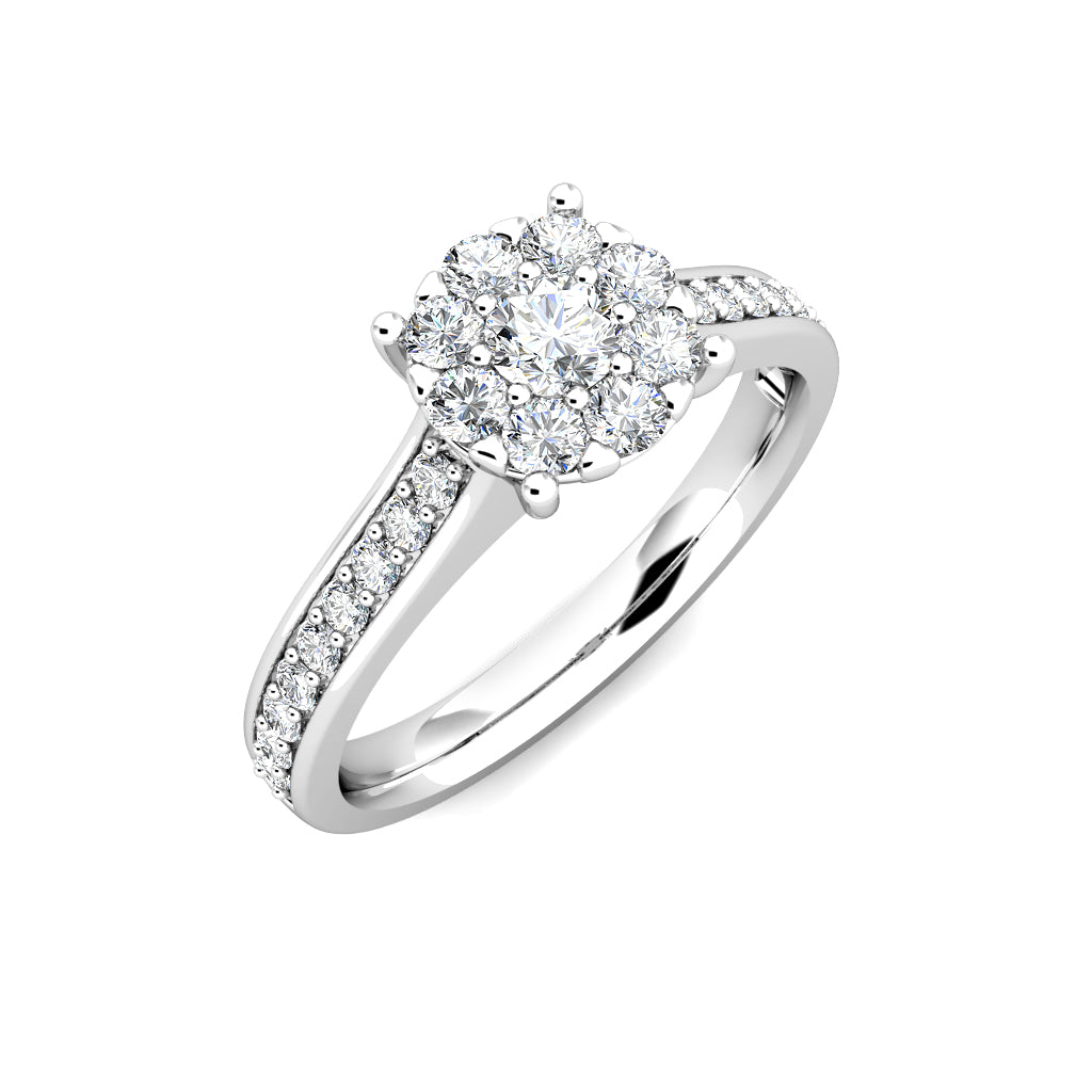 Passion Diamond Cluster Engagement Ring 0.50ct Diamonds in 18K White Gold