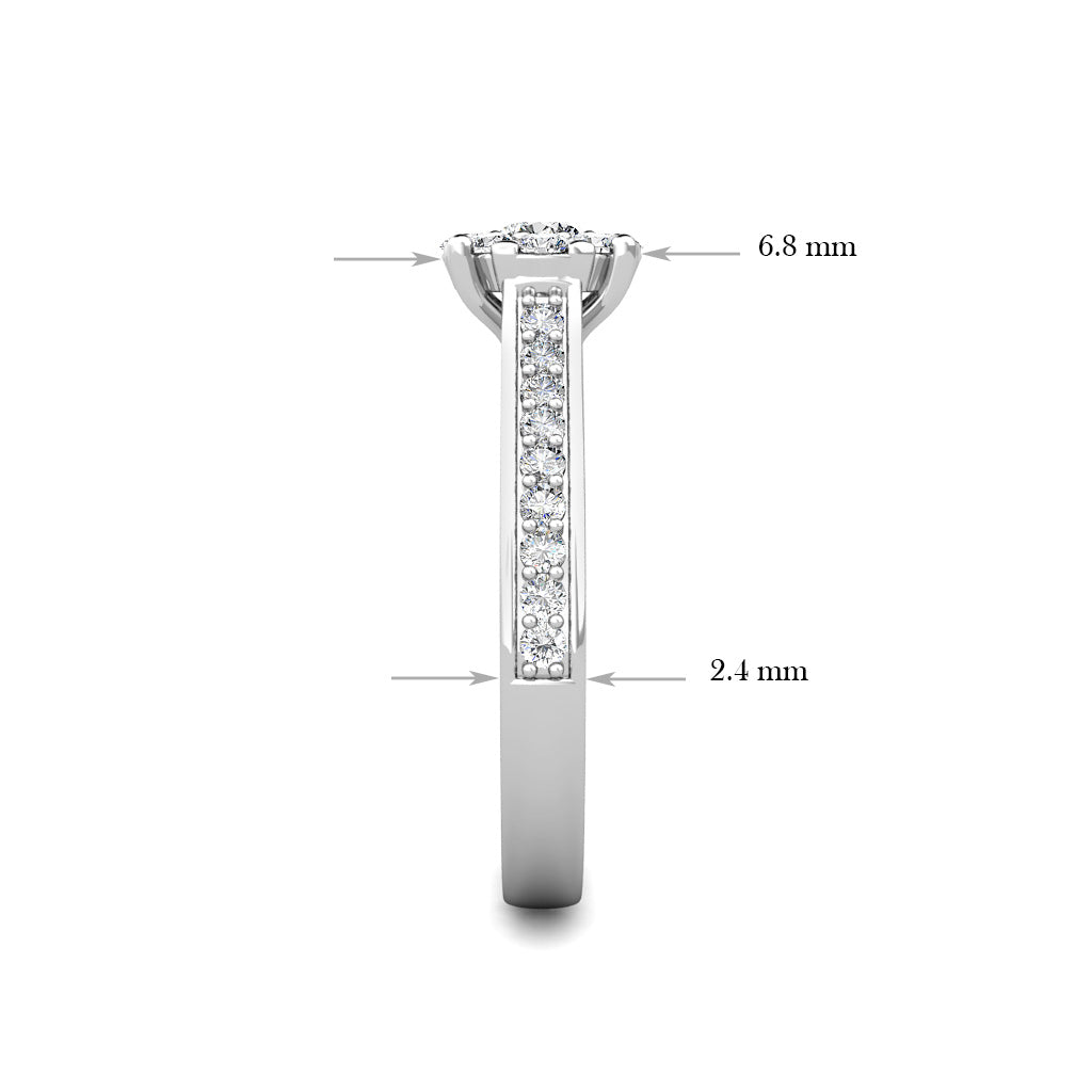Passion Diamond Cluster Engagement Ring 0.50ct Diamonds in 18K White Gold