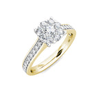 Passion Diamond Cluster Engagement Ring 0.50ct Diamonds in 18K Yellow Gold