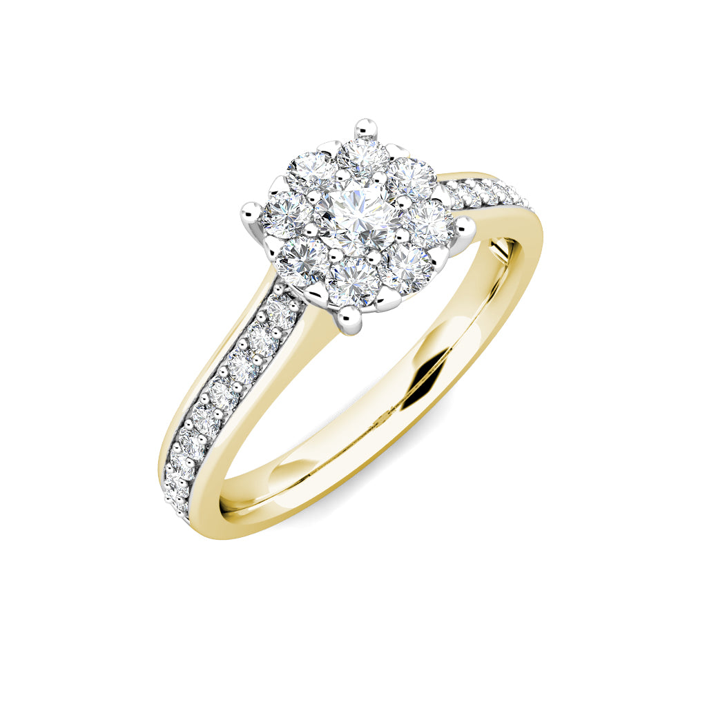 Passion Diamond Cluster Engagement Ring 0.50ct Diamonds in 18K Yellow Gold