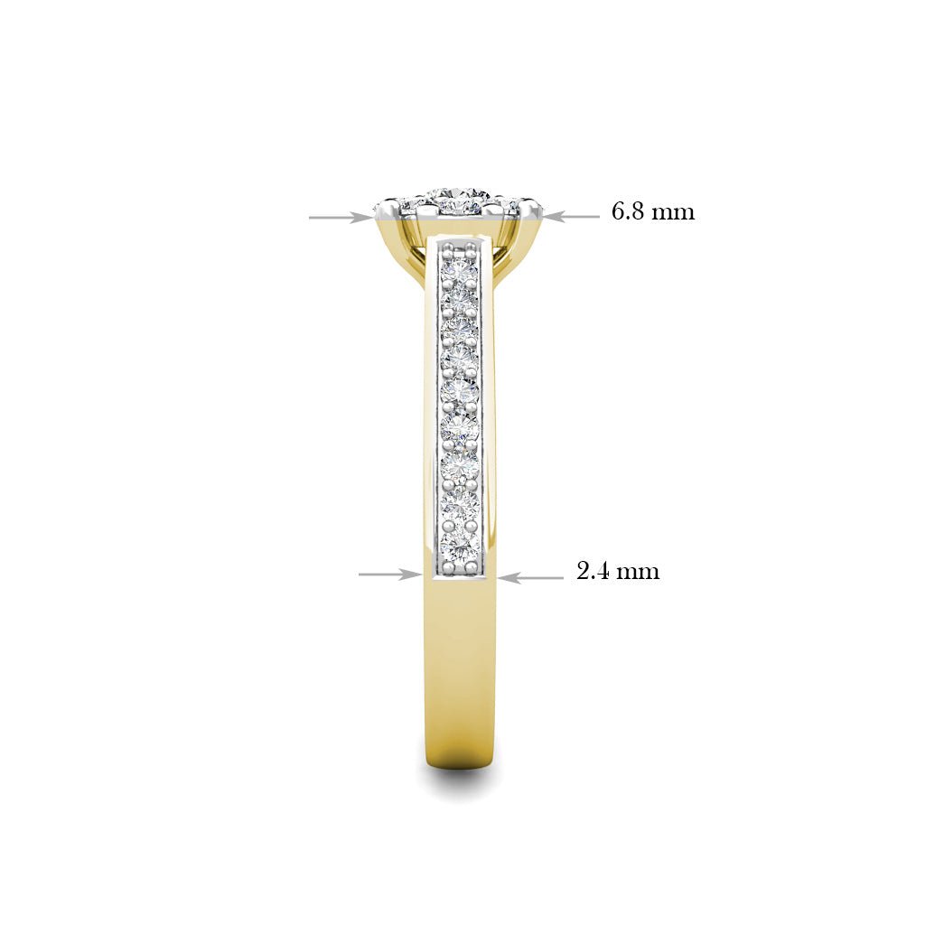 Passion Diamond Cluster Engagement Ring 0.50ct Diamonds in 18K Yellow Gold