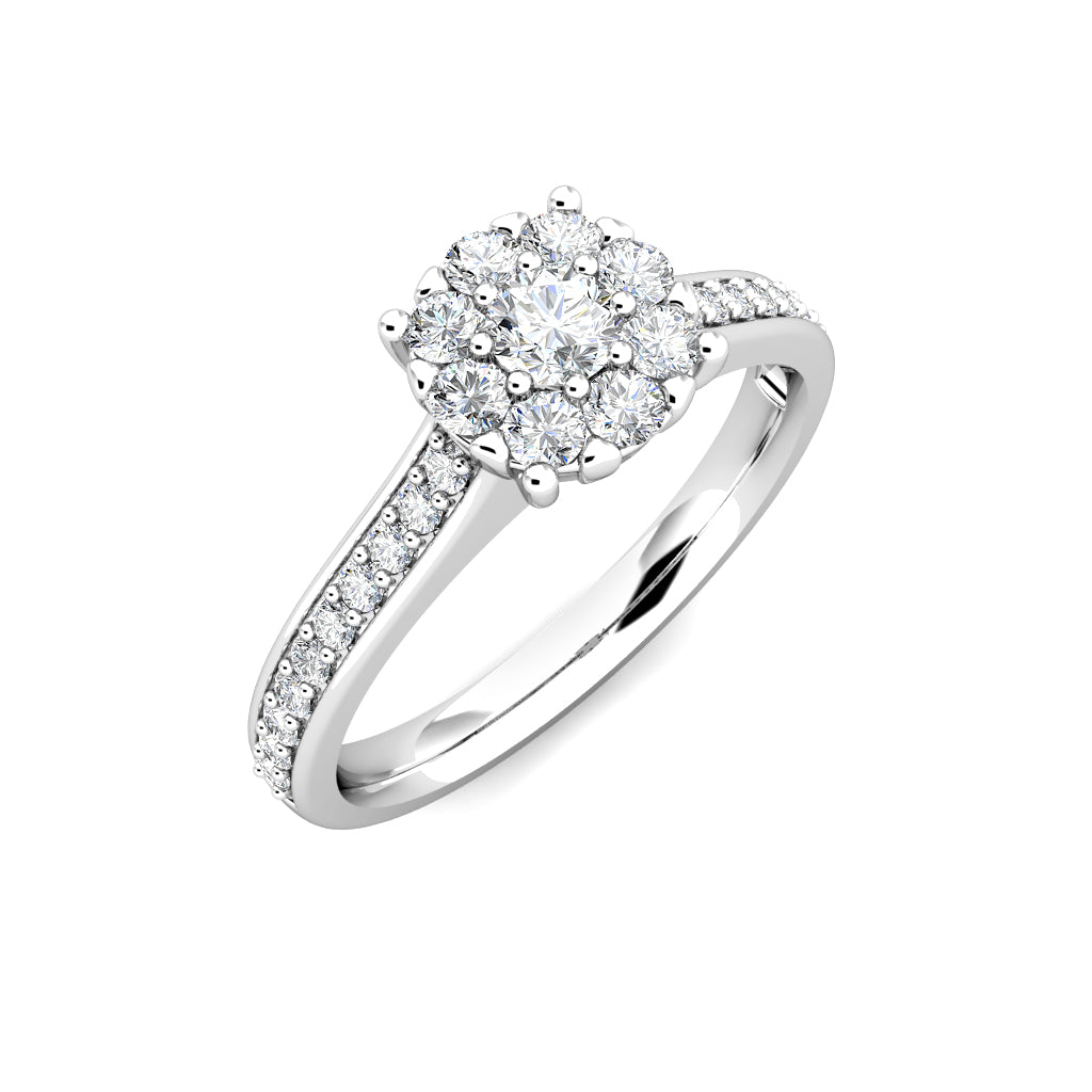 Passion Diamond Cluster Engagement Ring 0.40ct Diamonds in 18K White Gold