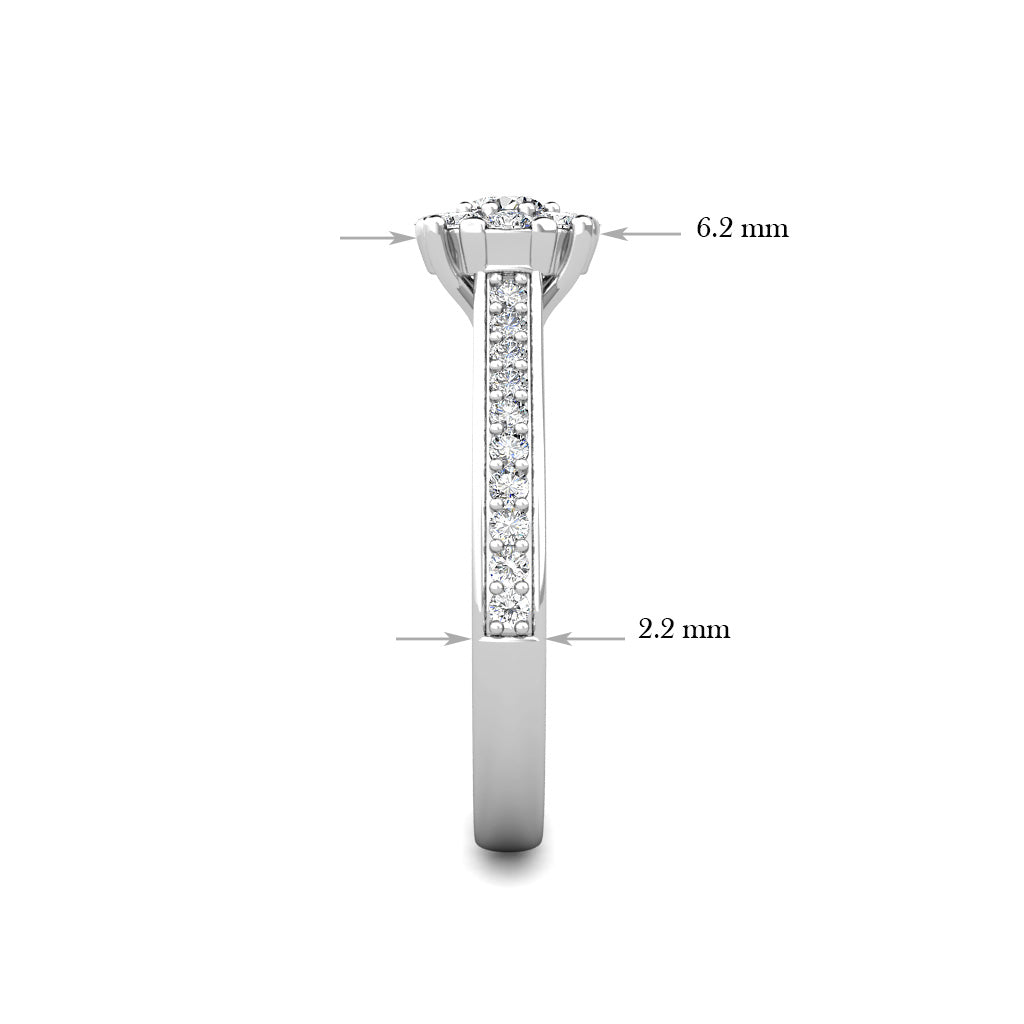 Passion Diamond Cluster Engagement Ring 0.40ct Diamonds in 18K White Gold