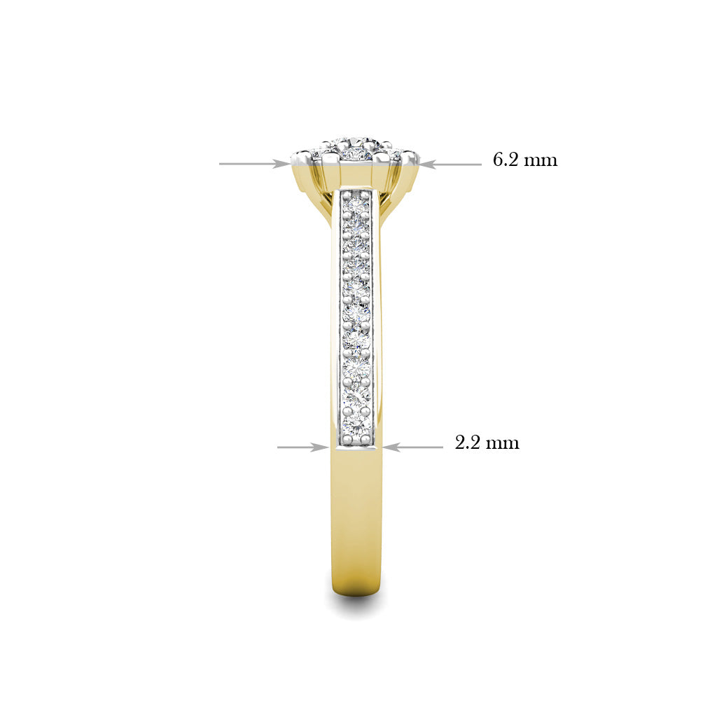 Passion Diamond Cluster Engagement Ring 0.40ct Diamonds in 18K Yellow Gold