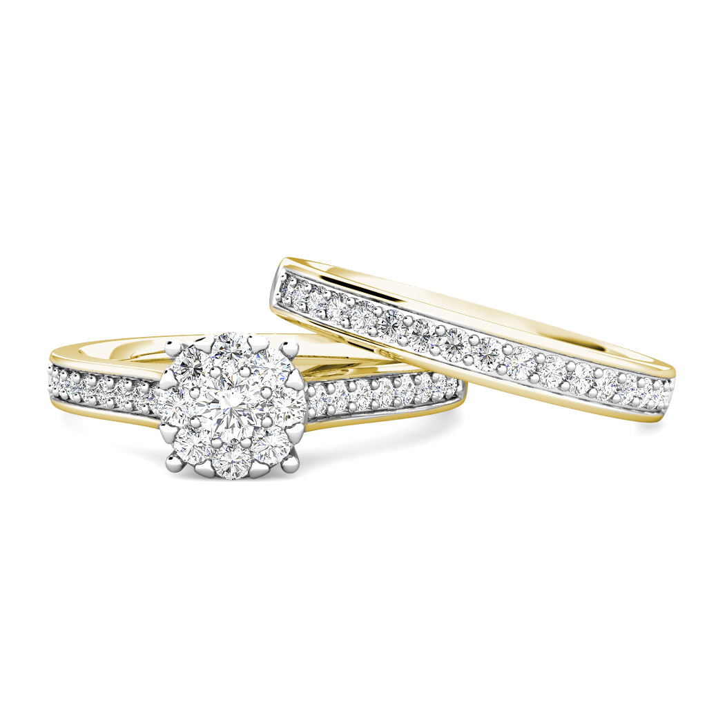 Passion Diamond Cluster Engagement Ring 0.30ct Diamonds in 18K Yellow Gold