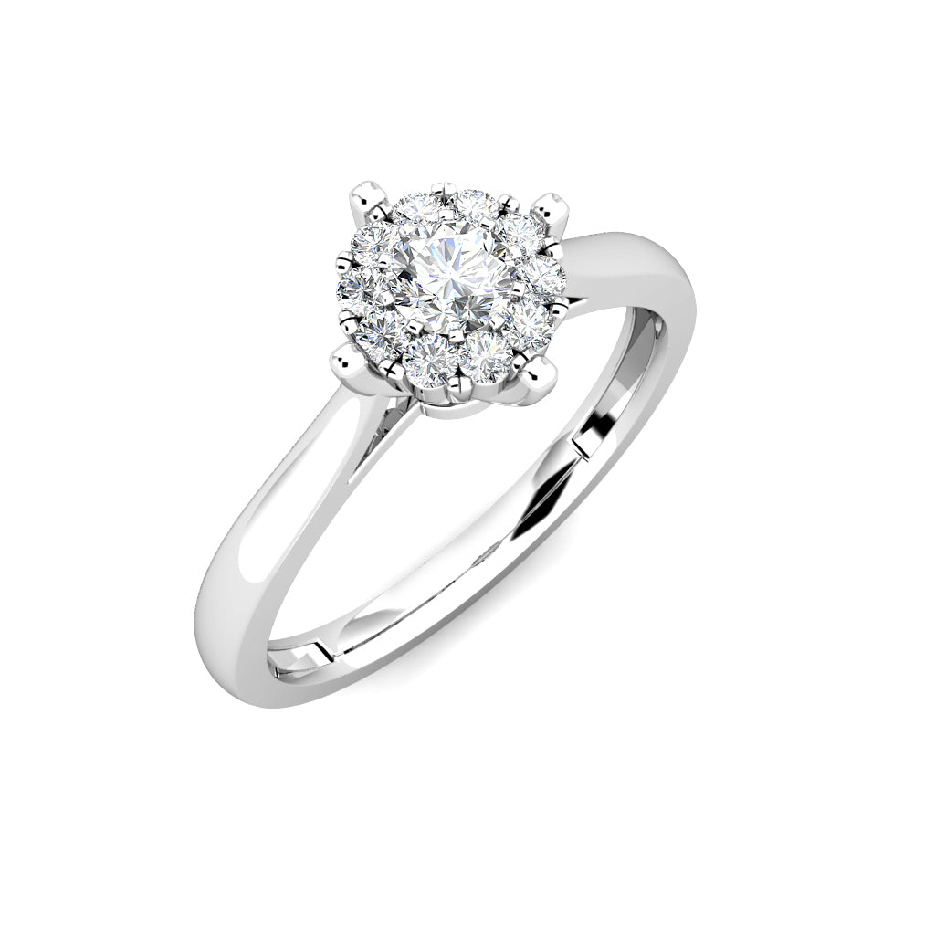 Star Diamond Cluster Engagement Ring 0.30ct Diamonds in 18K White Gold