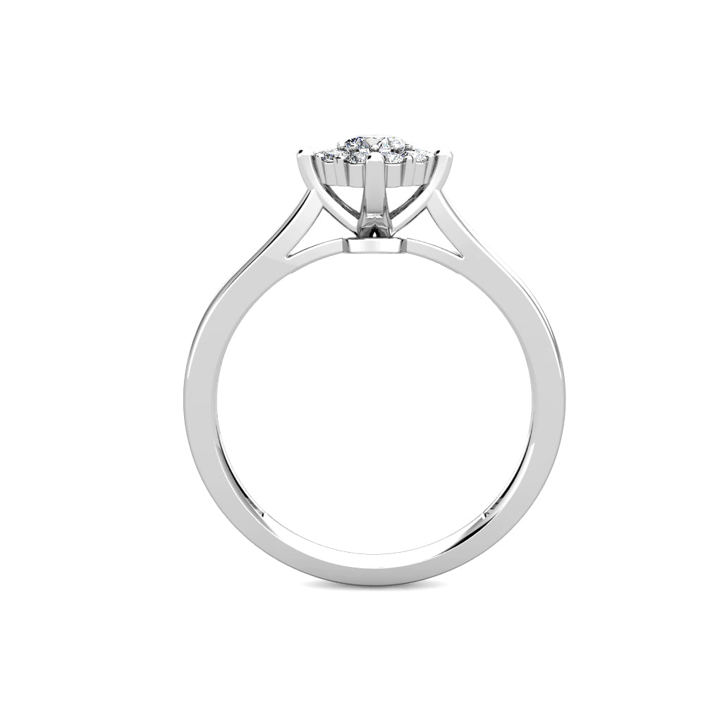 Star Diamond Cluster Engagement Ring 0.30ct Diamonds in 18K White Gold