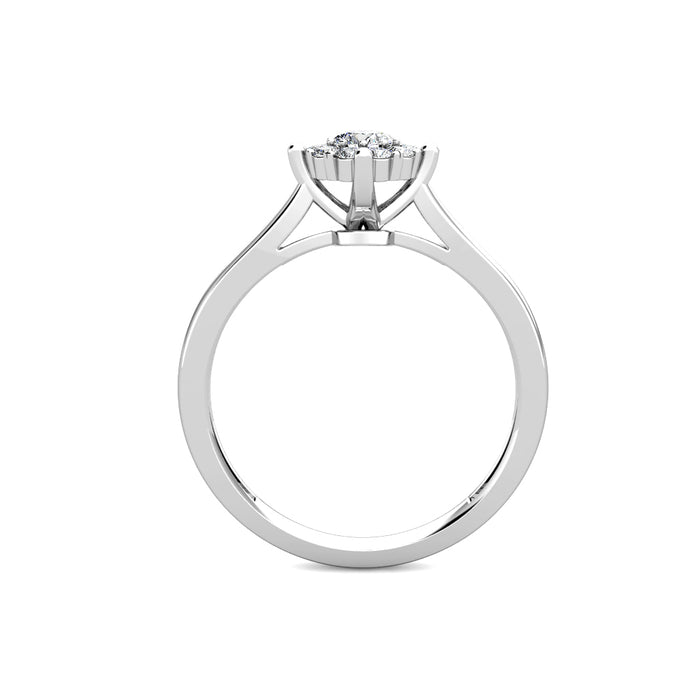 Star Diamond Cluster Engagement Ring 0.30ct Diamonds in 18K White Gold