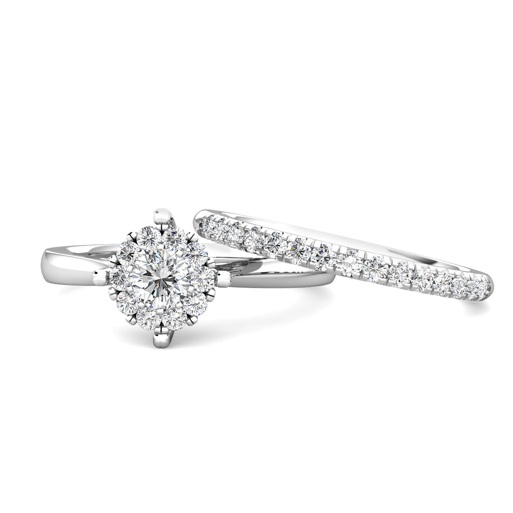 Star Diamond Cluster Engagement Ring 0.30ct Diamonds in 18K White Gold