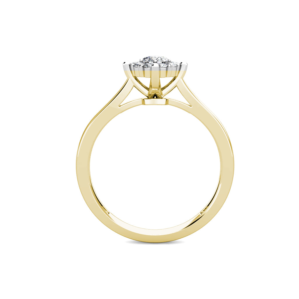 Star Diamond Cluster Engagement Ring 0.30ct Diamonds in 18K Yellow Gold