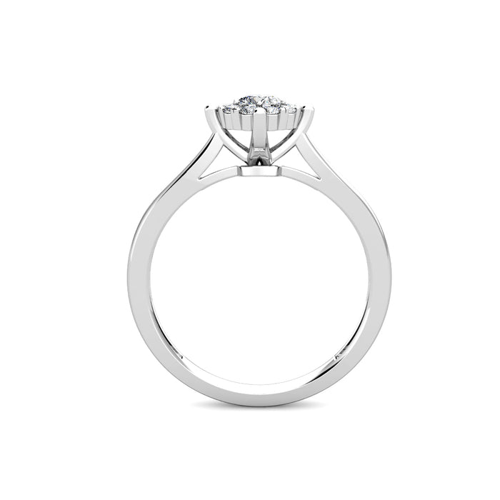 Star Diamond Cluster Engagement Ring 0.20ct Diamonds in 18K White Gold