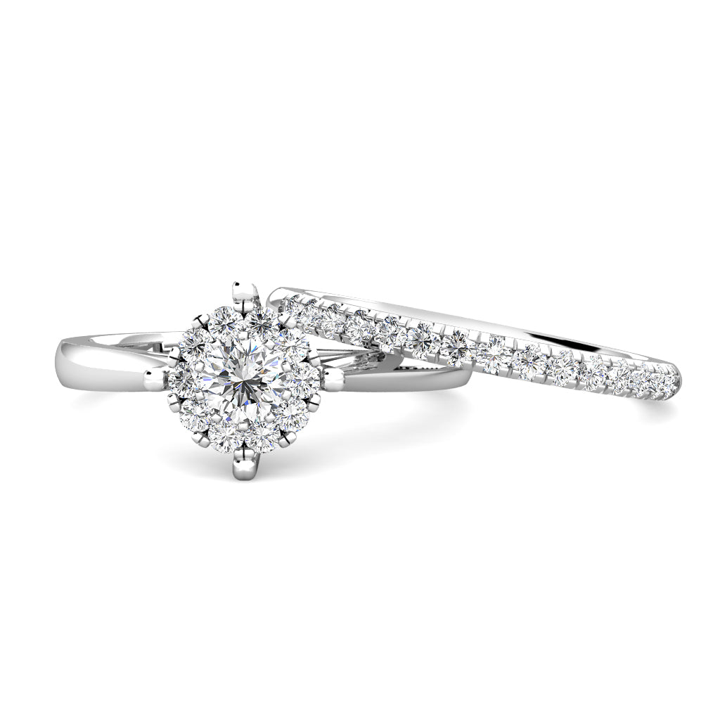 Star Diamond Cluster Engagement Ring 0.20ct Diamonds in 18K White Gold