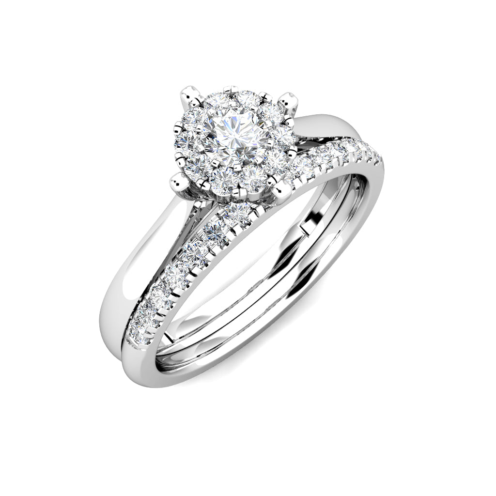 Star Diamond Cluster Engagement Ring 0.20ct Diamonds in 18K White Gold