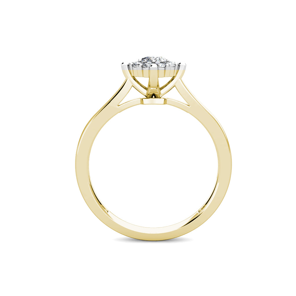 Star Diamond Cluster Engagement Ring 0.20ct Diamonds in 18K Yellow Gold